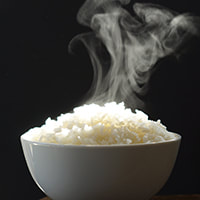 Bowl of steaming rice