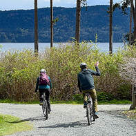 Guests off to explore Denman Island on our trail bikes