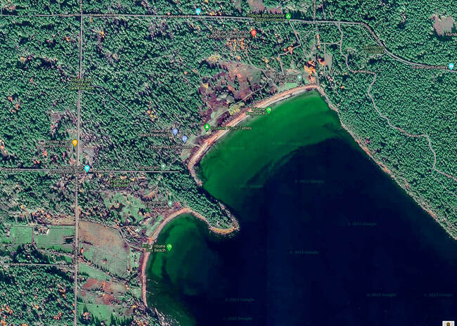 Tribune Bay Provincial Park, Google Satellite Image, Click to enlarge